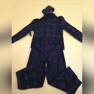 FADED GLORY BOYS SLEEP PANT SET SIZE Medium Plaid Blue & Black w/ Socks